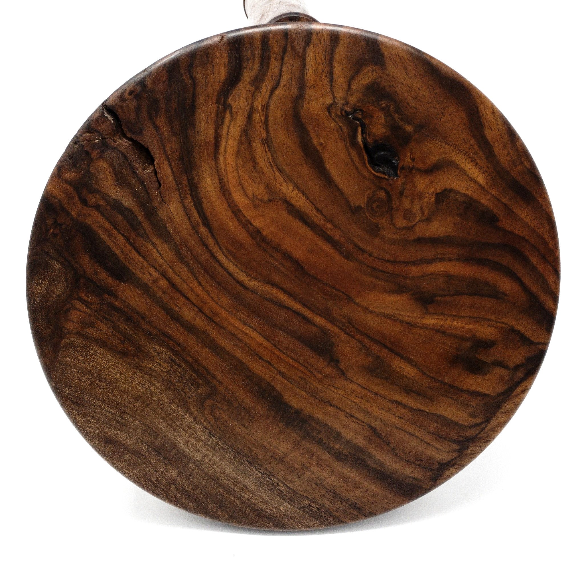Round Black Walnut wood turned stool. Elegant design. Great gift for dad.