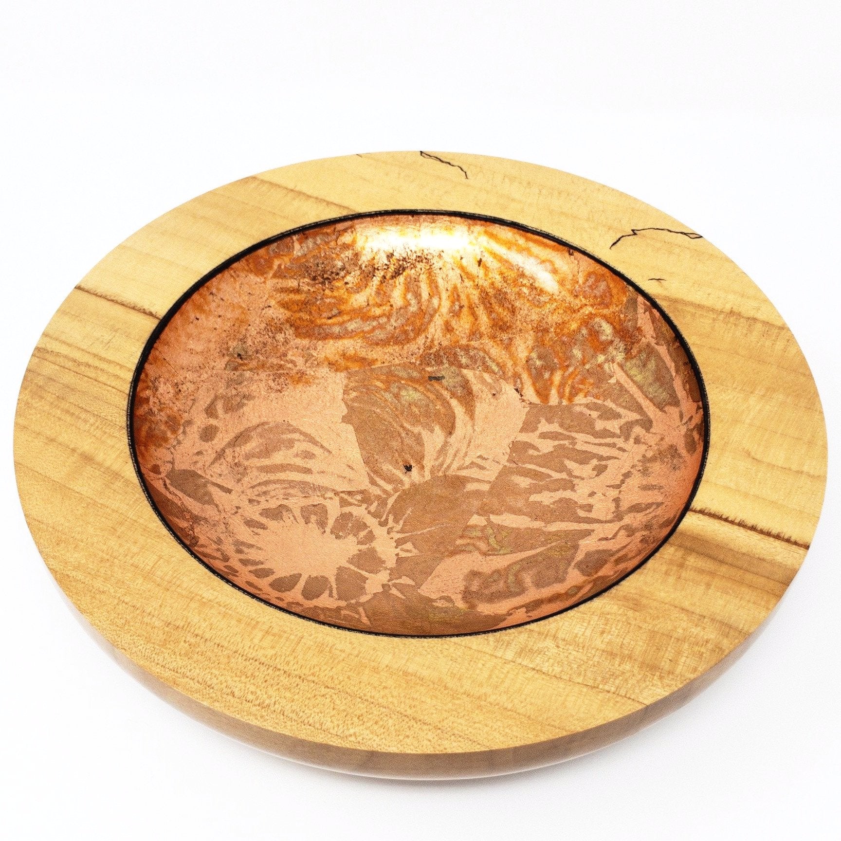 Stunning spalted Maple Art bowl with copper foil.