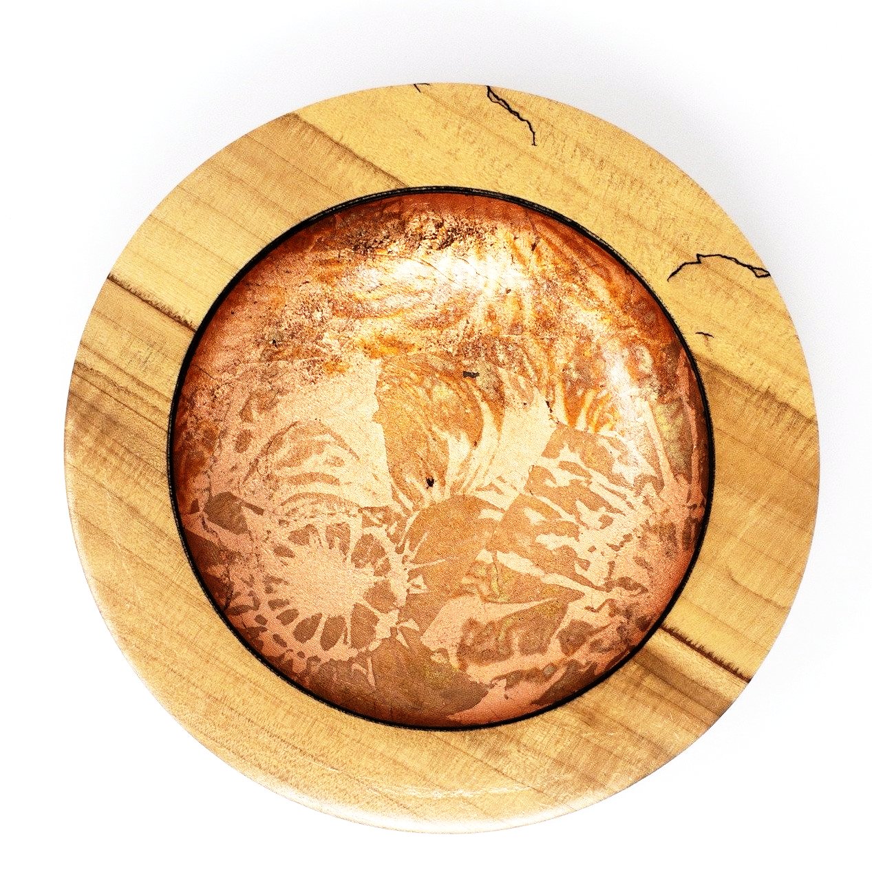 Stunning spalted Maple Art bowl with copper foil.